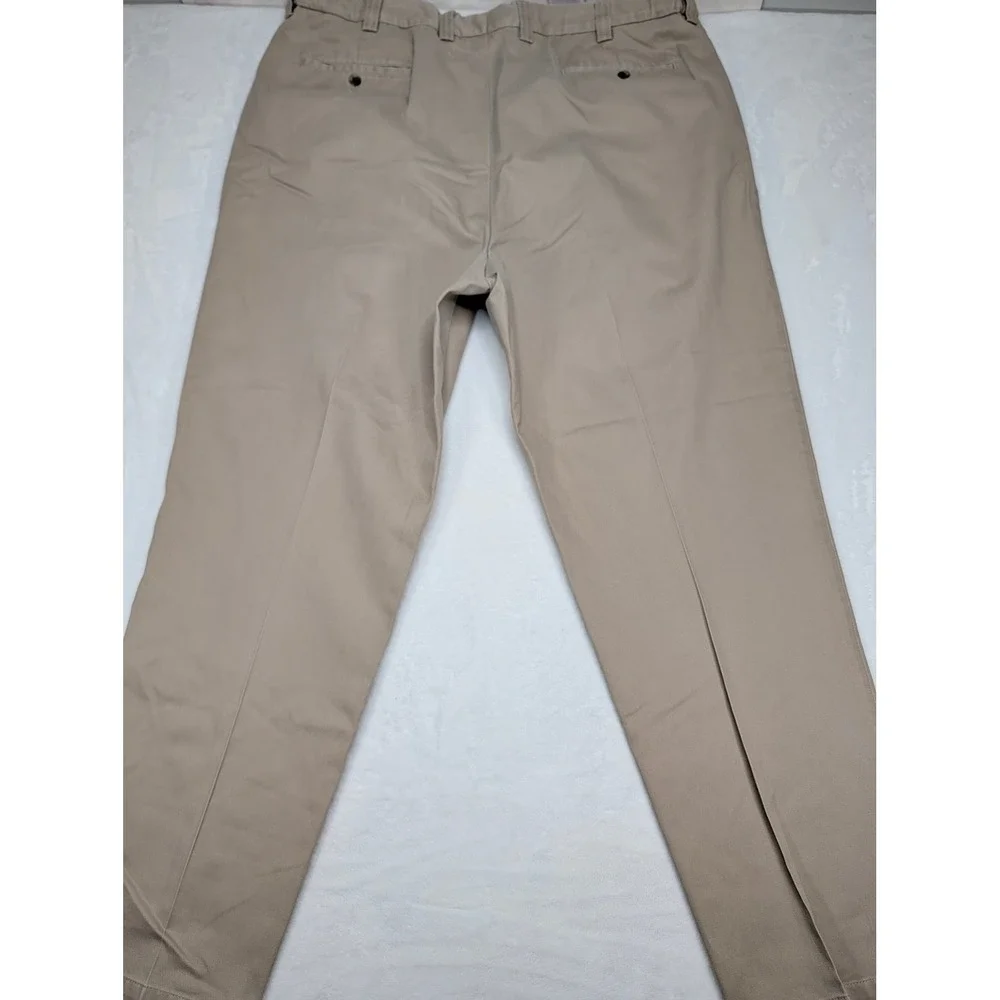 Oak Hill Mens Pleated Khaki‎ Pants Cotton Size 46x34 Beige